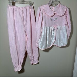 Vtg 90s Allison Ann JC Penney Cottagecore Girls Pajamas Pink 2 Pc Set  Sz 4T